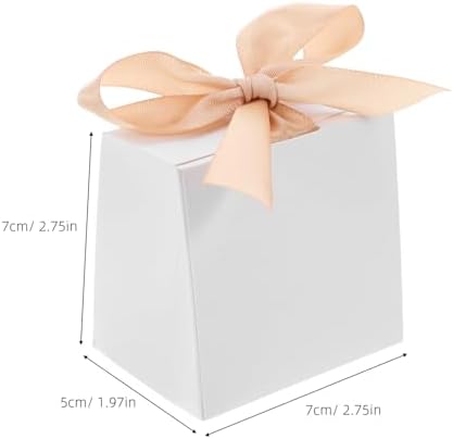 White Mini Favor Boxes 50 Sets with Ribbon for Xmas Celebrations - Image 2