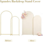 Beige Arch Backdrop Cover for Wedding, 7.2FT 6FT Set of 2 Stretchy Spandex Fitted Arch Stand Cover for Baby Shower, Birthday Party Decor, Chiara Backdrop Cover with Double-Sided Design - Image 4