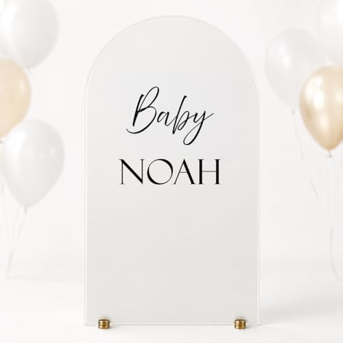 Baby Shower Decoration Backdrop Custom Baby Name Vinyl Decal – Personalized Sticker for Mirror or Acrylic Sign, Elegant Script and Serif Lettering, Gender Neutral Party Decor w30 by Unknown