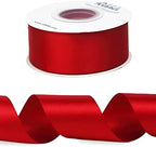 Ribbli Red Double Faced Satin Ribbon,1-1/2” x Continuous 25 Yards,Use for Bows Bouquet,Christmas Gift Wrapping,Floral Arrangement (Pack of 3) - Image 2