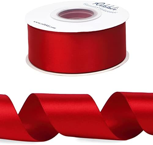 Ribbli Red Double Faced Satin Ribbon,1-1/2” x Continuous 25 Yards,Use for Bows Bouquet,Christmas Gift Wrapping,Floral Arrangement (Pack of 3) - Image 2