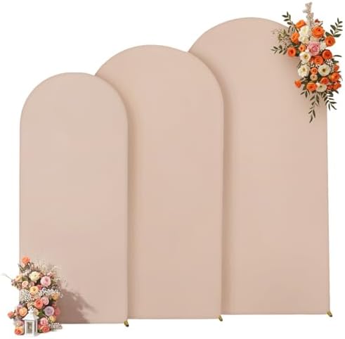 Nude Arch Backdrop Cover 7.2ft 6.6ft 6ft Arch Cover Set of 3 Arch Covers Stretchy Backdrop for Wedding Party Baby Shower Birthday Photography Spandex Arch Stand Covers Backdrop Curtains Decor - Image 4