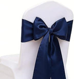 50 Pack Navy Blue Chair Sashes, Satin Chairs Ribbons for Wedding Party Birthday Decoration, Dark Blue Chair Bows for Chairs by JFDYDM