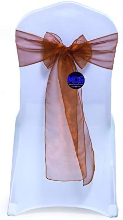 MDS Pack of 100 Organza Chair Sashes for Wedding & Event Décor – Bronze by MDS
