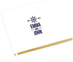 Andaz Press Personalized Wedding Guestbook with Gold Accents, Nautical White Guest Sign in Guest Registry 120 Pages 8.5 X 8.5 Memories Book for DIY, Scrapbook, Photo Album by AndazPress