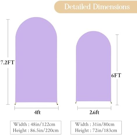 Cream Purple Arch Backdrop Cover Set of 2 Party Wedding Arch Covers Stretchy Backdrop 7.2FT 6FT Decorations Baby Shower Bridal Shower Photo Birthday Lilac Lavender Arch Stand Cover Spandex - Image 5