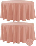 Fokitut 2 Pack Waterproof Round Tablecloth, 132 Inch, Stain Resistant and Wrinkle Polyester Table Cloth, Fabric Table Cover for Kitchen Dining, Wedding, Party, Holiday Dinner-Dusty Pink by BalsaCircle
