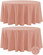 Fokitut 2 Pack Waterproof Round Tablecloth, 132 Inch, Stain Resistant and Wrinkle Polyester Table Cloth, Fabric Table Cover for Kitchen Dining, Wedding, Party, Holiday Dinner-Dusty Pink by BalsaCircle