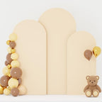 FOTSHARER Spandex Arch Backdrop Cover Set of 3 Beige Wedding Arch Cover 4FT 5FT 6FT Arch Covers for Balloon Frame Stand 2-Sided Arches Backdrop Stretchy Covers for Wedding Banquet Party Banquet Decor - Image 4