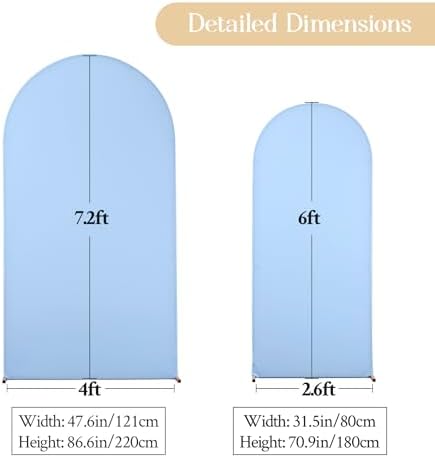 White Blue Arch Backdrop Covers 7.2FT 6FT Party Wedding Arch Covers Stretchy Backdrop Set of 2 Baby Shower Bridal Shower Photo Birthday Spandex Baby Blue Arch Cover - Image 4