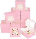 Bakepacker Pink Cookie Boxes With Window 6x6x3 inches 100pcs by Bakepacker