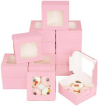 Bakepacker Pink Cookie Boxes With Window 6x6x3 inches 100pcs by Bakepacker