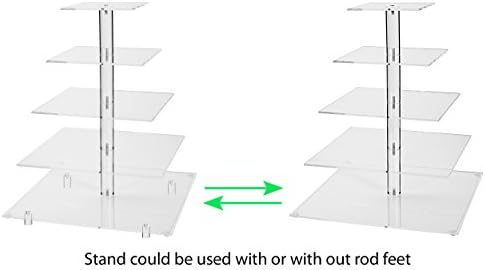 Jusalpha Large 5 Tier Acrylic Square Cupcake Stand Cake Stand for Party - Image 5