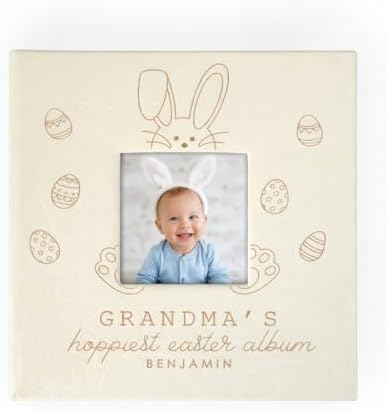 Engraved Personalized Baby's First Easter Leatherette Photo Album, Holds 200 4" x 6" Photos by GiftsForYouNow