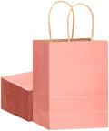 qiqee 100-Packs Light Pink Paper Gift Bags with Handles Bulk 8.26"×6"×3.15" Small Size Gift Bags Multiple Uses by Qiqee