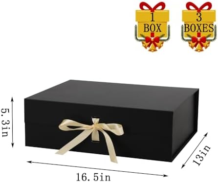BoxSkivra Black Extra Large Gift Box 16.5x13x5.3 In Jumbo Box, 3 Pack - Image 3
