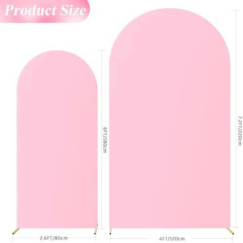 Wokceer Arch Backdrop Cover 7.2FT, 6FT Pink Arch Covers Stretchy Backdrop - Image 2