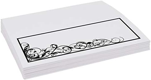 Scribble Vintage Swirl Place Cards, Black, Set of 60, Pre-cut and Scored - Image 4