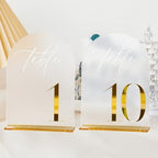 HOODO Frosted Arch Acrylic Wedding Table Numbers 1-10 with Stands, 5"x7" Arched Acrylic Signs with 3D Gold Numbers, Frosted 3D Table Numbers for Wedding Reception - Image 7