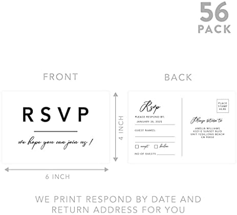 Andaz Press 56-Pack Personalized RSVP Postcards for Wedding Modern Cardstock Response Reply Cards for Bridal Shower Baby Shower Birthday Event Custom Date and Return Address 4 x 6-Inch - Image 5