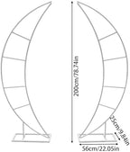 Wedding Arch Stand for Ceremony 2PCS Moon-Shaped White Modern Metal Balloon Arch Stand Kit Garden Floral Arch Frame Background for Anniversary Birthday Party Decoration Home Garden Outdoor Lawn Decor - Image 7