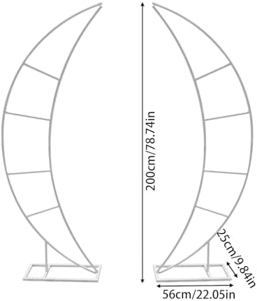 Wedding Arch Stand for Ceremony 2PCS Moon-Shaped White Modern Metal Balloon Arch Stand Kit Garden Floral Arch Frame Background for Anniversary Birthday Party Decoration Home Garden Outdoor Lawn Decor - Image 7