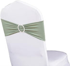 Pack of 50 Spandex Sage Green Chair Sashes for Wedding Elastic Chair Bands with Buckle Slider, Stretch Chair Bows for Party, Without White Chairs Covers (Sage Green) by WENSINL