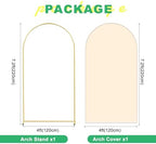 Metal Arch Backdrop Stand and Cover Set, 7.2FT Beige Reusable Spandex Fitted Backdrop Cover and Gold Wedding Arch Frame for Baby Shower, Birthday, Parties Decoration. - Image 2