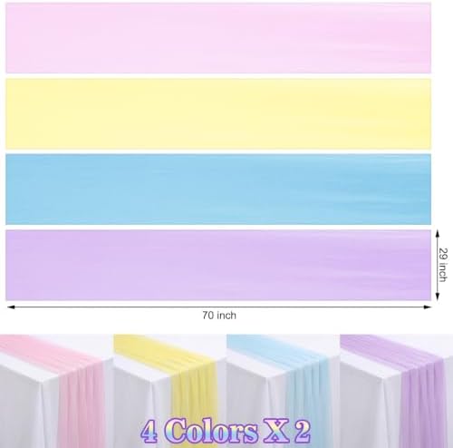 8 Pcs Pastel Colorful Table Runner 29 x 70 in Colorful Tablecloth - Image 2