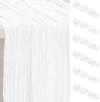 6 Pack White 35x120 Inch Cheesecloth Table Runner by SuBleer