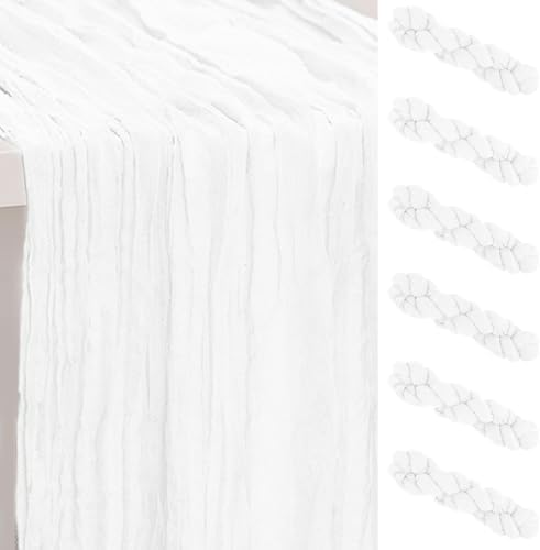 6 Pack White 35x120 Inch Cheesecloth Table Runner by SuBleer