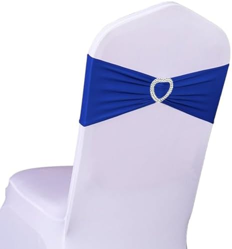 Royal Blue Chair Sashes 50 Pack Spandex Blue Sashes for Chairs Covers Universal Stretch Chair Sashes Band with Heart Buckle Slider Universal Sashes Bows for Wedding Banquet Party Decorations by Unknown
