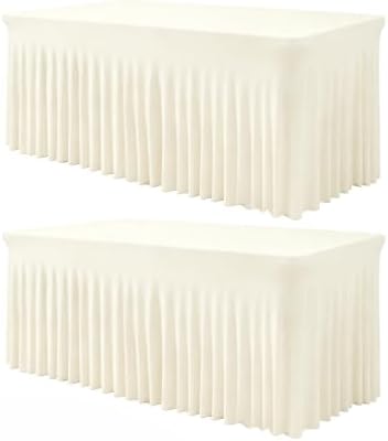 BDDC One-Piece Spandex Table Cloth Skirt for 8FT Rectangle Tables by BDDC
