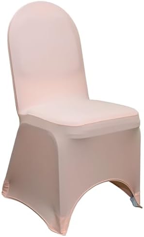 YOUR CHAIR COVERS - 6 Pack Blush Stretch Spandex Banquet Chair Covers - Wedding Slip Premium Quality Cover by YourChairCovers