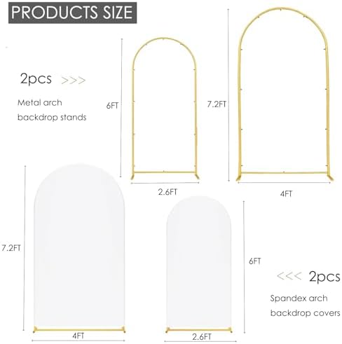 HAINARverS Set of 2 Arch Backdrop Stands with Covers, White, 6/7.2FT - Image 3