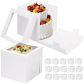 Moretoes 16pcs Cake Boxes, 10x10x10 Inches Tall White Square Bakery Boxes by Moretoes