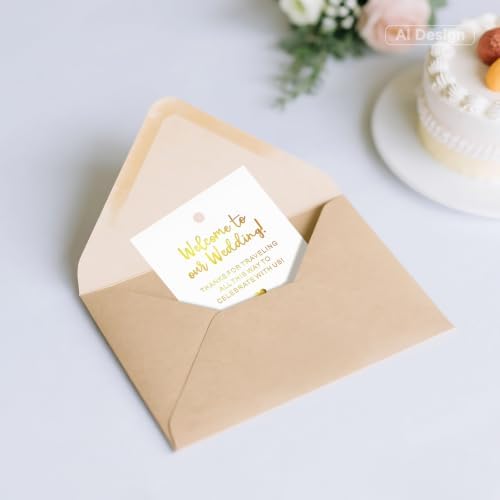 joycraft Wedding Tags, 50Pcs 2.5 in Gold Foil Thank You Tags with String (Pack of 4) - Image 5