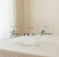 Clear Arch Acrylic Wedding Table Numbers 1-20 with Stands by JINMURY