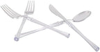 Luxe Party 128 Pieces Two Tone Plastic Disposable Cutlery | Forks-Spoons-Knives | Full Size | Neo Classic | Clear and Silver - Image 4