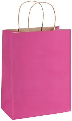 BagDream Medium Gift Bags with Handles 8x4.25x10.5 Inch Pink 100 Pack Bulk by BagDream