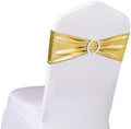 Spandex Metallic Gold Chair Sashes 100 Pack Wedding Chair Bows Bands Buckle by SINSSOWL