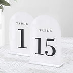 UNIQOOO White Arch Wedding Table Numbers with Stands 1-15, 5x7" Acrylic Signs and Holders, Perfect for Centerpiece, Reception, Decoration, Party, Anniversary, Event by UNIQOOO