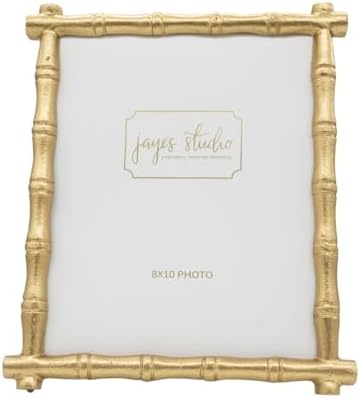 Jaye's Studio Cast Metal Decorative Photo & Picture Frame With Easel Stand, Glass Display, Handmade Bamboo Design, Tarnish Resistant Finish, Gracie Chloe Line, 3 Size Options (Gold, 8x10) by JayesStudio