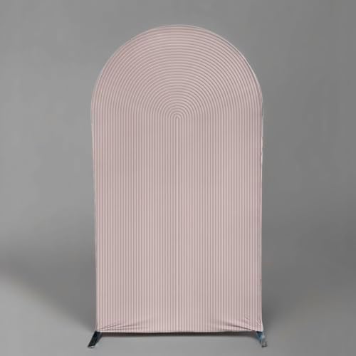 HUAYI Flesh Pink Ripples Pattern Arch Backdrop Cover for Birthday Party Wedding Baby Shower Decorations Chiara Backdrops Arched Wall Frame Stands Covers Props GP-459 2.5ft * 6ft - Image 2