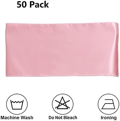 50 Pack Satin Dusty Pink Chair Sashes, 7 X 108 Inches Dusty Pink Chairs Bows for Wedding Party Gender Reveal Decor, Satin Chairs Ribbons Ties for Ceremony Event Decorations - Image 4