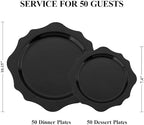 realluck 100Pcs Black Plastic Plates for 50 Guests - Image 2