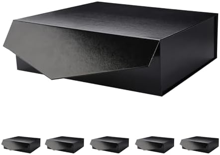 PACKHOME 6 Large Black Gift Boxes 13.5x9x4.1in with Magnetic Lids by PACKHOME