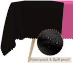 70x70inches Hot Pink and Black Tablecloth Patchwork Square Table Cloth Waterproof and Stain Resistant Fabric Table Cover for Dinner Graduation Wedding Birthday Party Decorations - Image 2