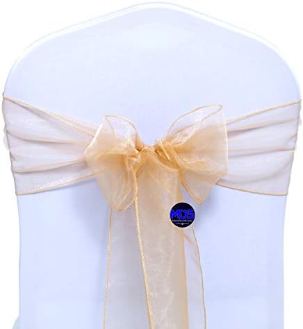Pack of 100 Organza Chair Sashes for Wedding & Event Décor – Champagne Gold - Image 2