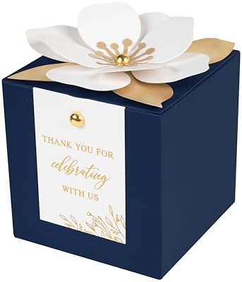 FEIYI 20 PCS 3.55“ Navy Blue Gift Boxes，Party Favor box with flowers by FEIYI